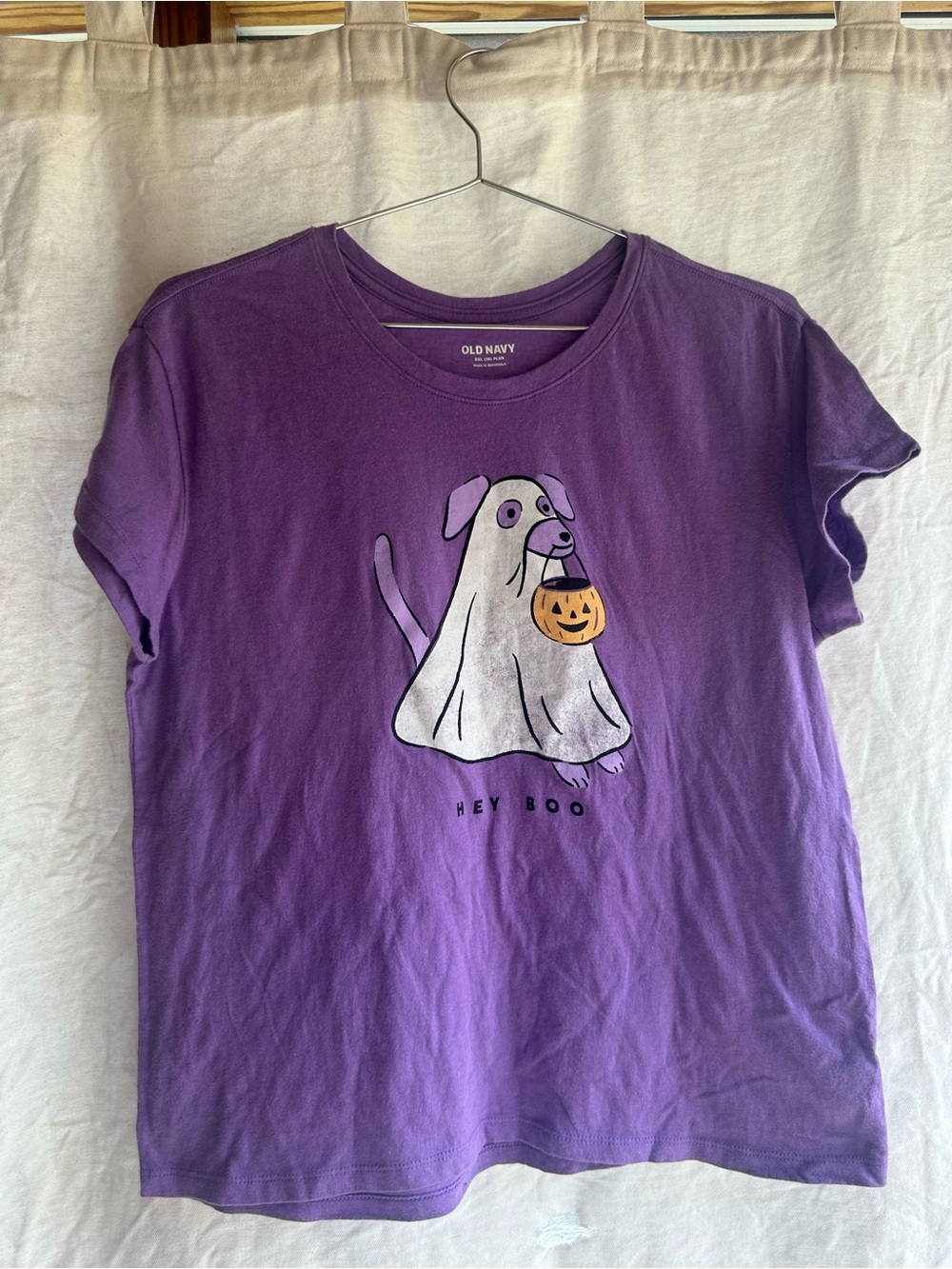 Old Navy Purple Halloween Dog Tee with Pumpkin Trick-or-Treat Graphic
